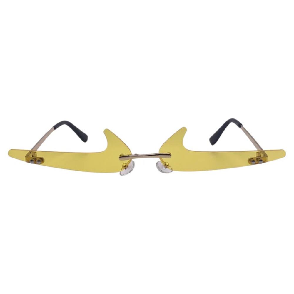 6170 | Yellow Backward Checkmark Novelty Rimless Sunglasses
